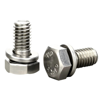 304 Stainless Steel Hex Head Three Combination Screw, Integrated Bolt With Flat & Spring Washer