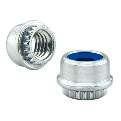 Knurled Clinch Nut With Blue Nylon Locking Insert
