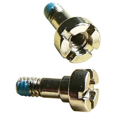 Three Slot Pan Head Step Screw With Blue Nylon Patch Locking